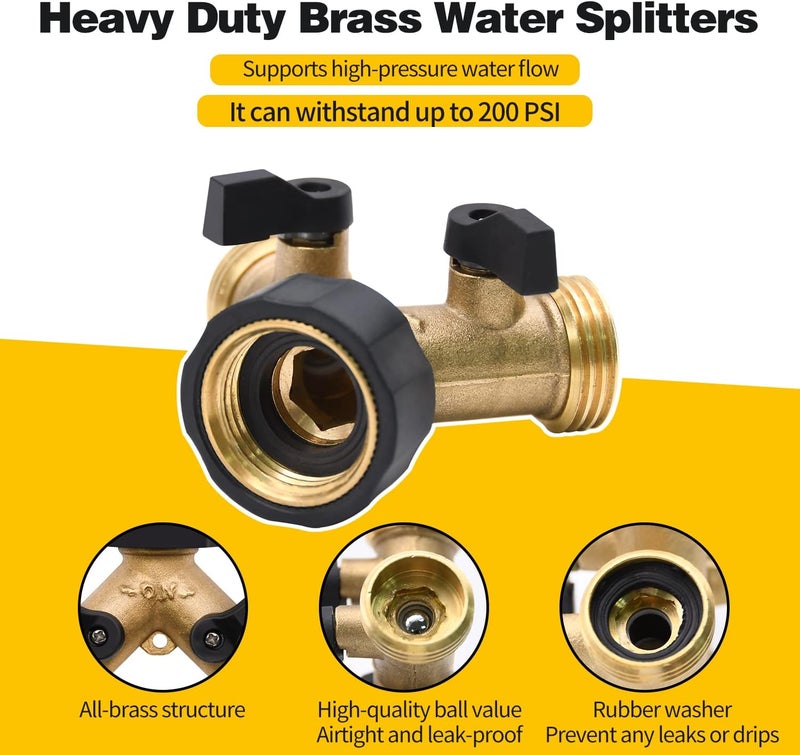 LFSEMINI 1/2/4 Pack 2 Way Hose Splitter, for 3/4" Hose Connector, with Rubber Washers & Tapes - Image 5